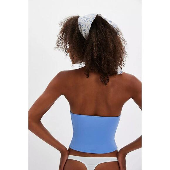 NWT Free People Intimately Still Here Halter Cami Top XS Dusted Blue - Picture 2 of 4